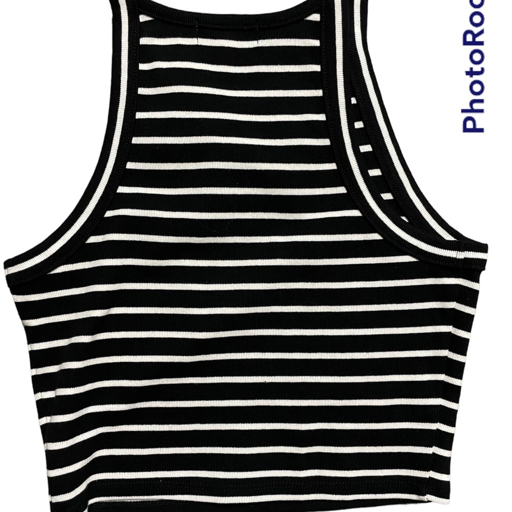 Madewell Striped Crop Top Tank Top Black/White XS - Picture 4 of 4